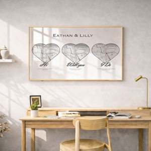 Couples Heart Map Personalised Print