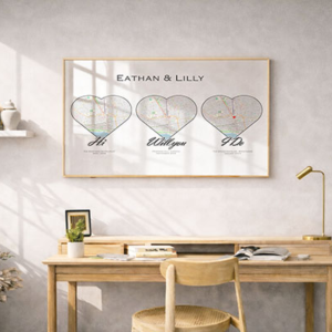 Couples Heart Map Personalised Print
